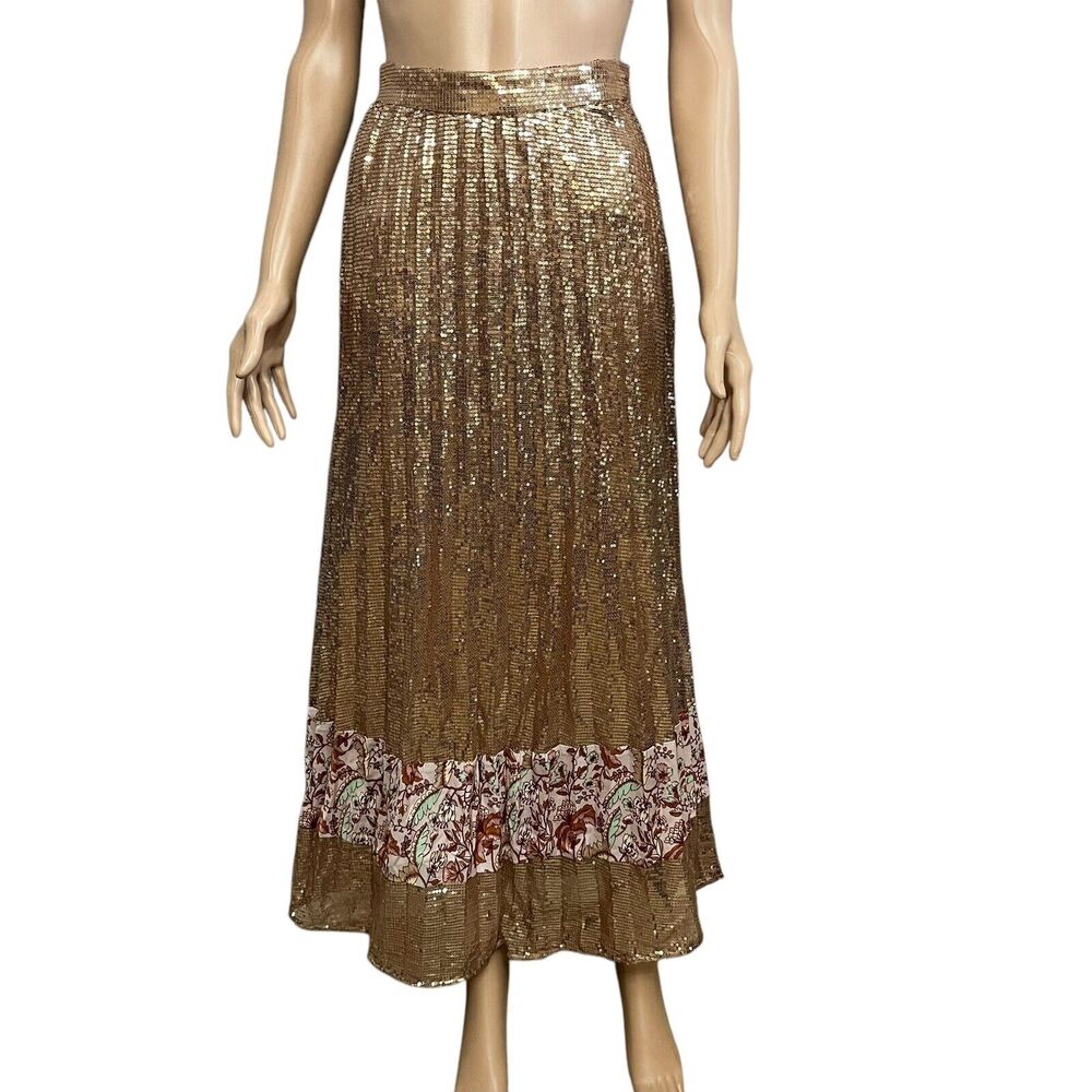 Free People Gold Sequin Maxi Skirt